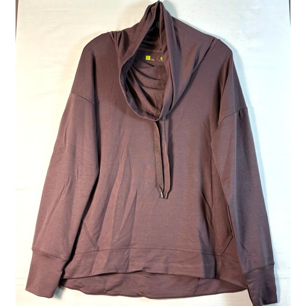 Xersion womens pullover loose fit cowl neck light weight plum Large NWT‎